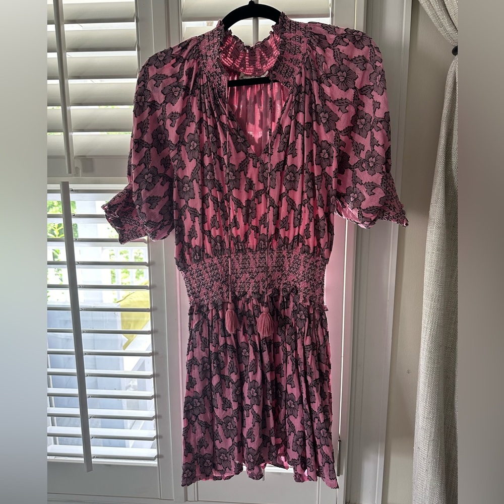 Roller Rabbit Pink Floral Smocked Waist Short Dress